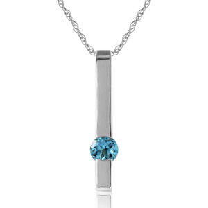 14K. SOLID GOLD NECKLACE WITH NATURAL BLUE TOPAZ (White Gold)
